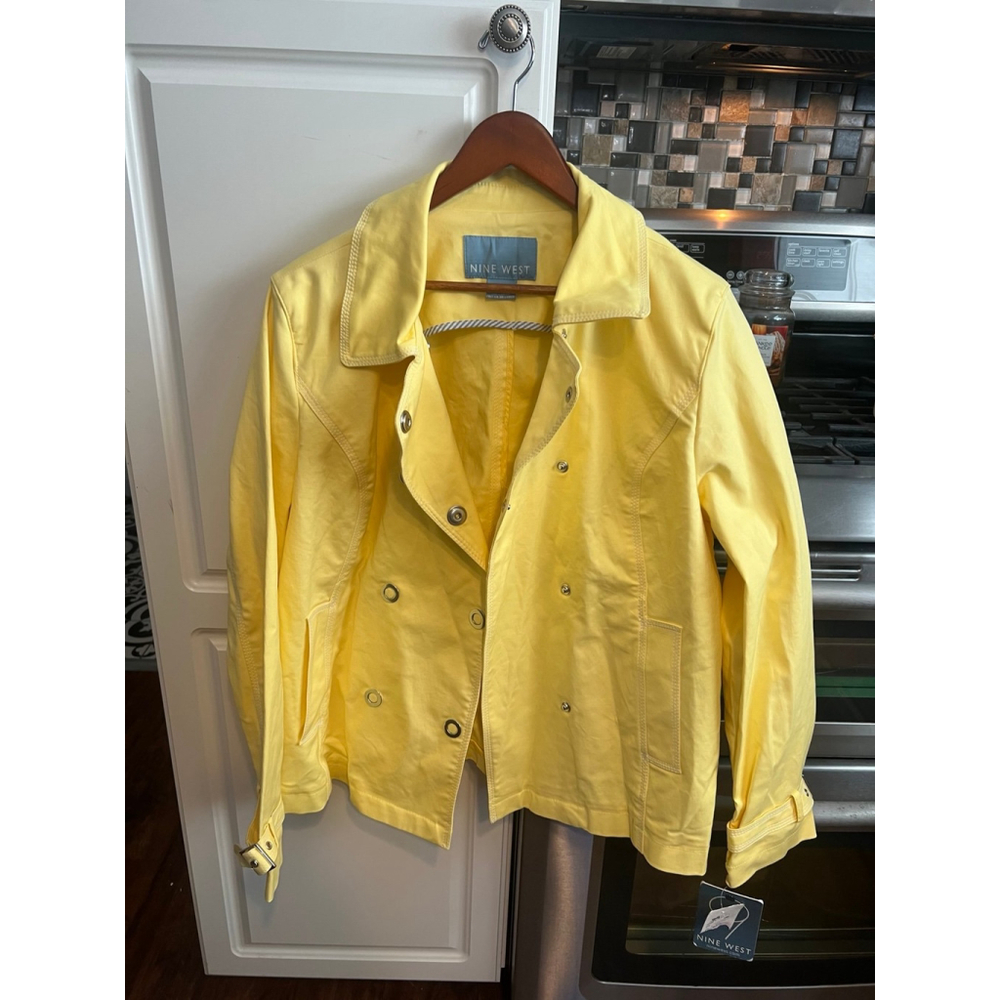 NWT Nine West Yellow Pea Coat Size XL - Picture 9 of 9